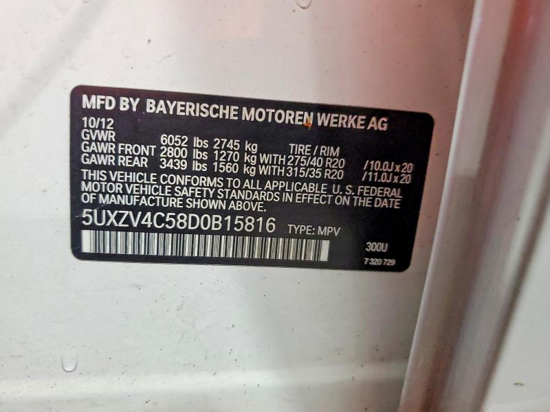 Продажа на аукционе авто 2013 Bmw X5, vin: 5UXZV4C58D0B15816, номер лота: 60833366