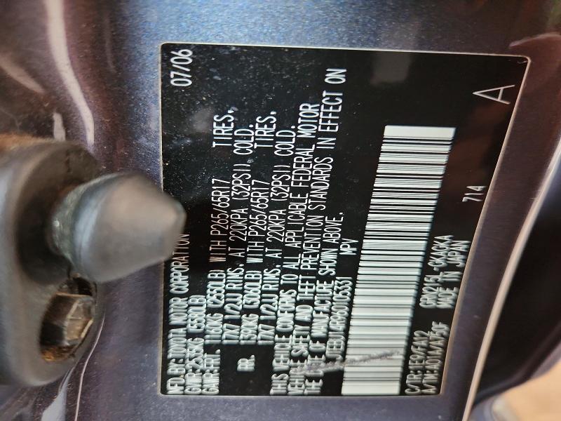 2006 Toyota 4runner მანქანა იყიდება აუქციონზე, vin: JTEBU14R960105331, აუქციონის ნომერი: 62521696