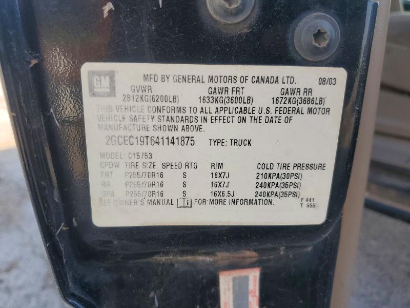 2004 Chevrolet Silverado მანქანა იყიდება აუქციონზე, vin: 2GCEC19T641141875, აუქციონის ნომერი: 61005206