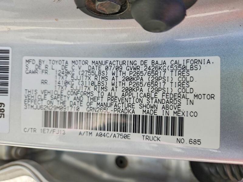 Auction sale of the 2009 Toyota Tacoma, vin: 3TMJU62N29M091710, lot number: 60449496