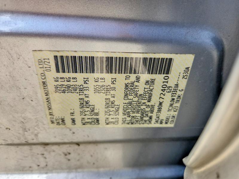 Продаж на аукціоні авто 2021 Nissan Rogue, vin: 5N1AT3BB0MC724010, номер лоту: 58514106