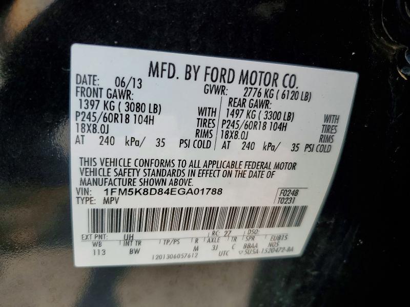 61612256 :رقم المزاد ، 1FM5K8D84EGA01788 vin ، 2014 Ford Explorer مزاد بيع