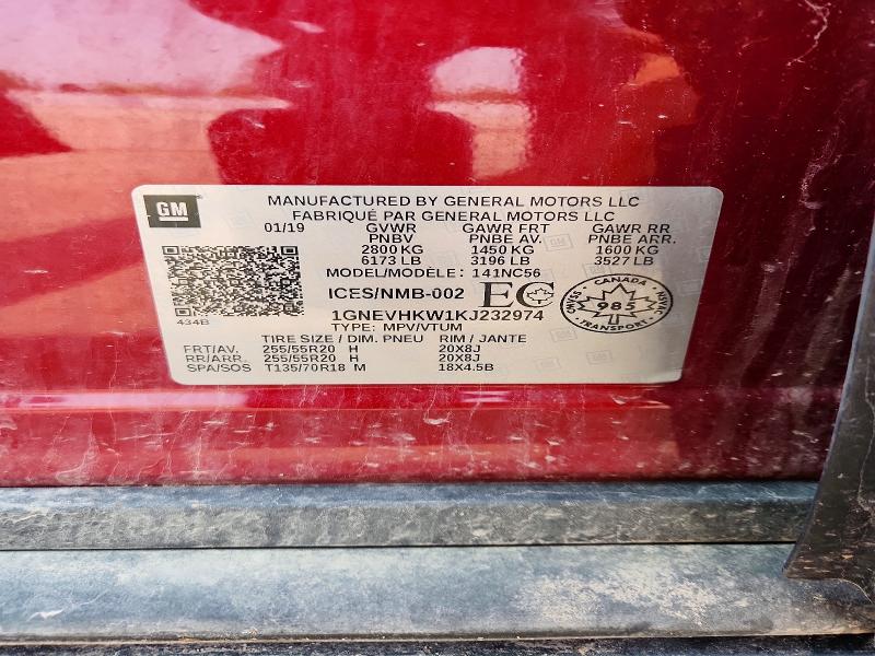 Aukcja sprzedaży 2019 Chevrolet Traverse, vin: 1GNEVHKW1KJ232974, numer aukcji: 61556396