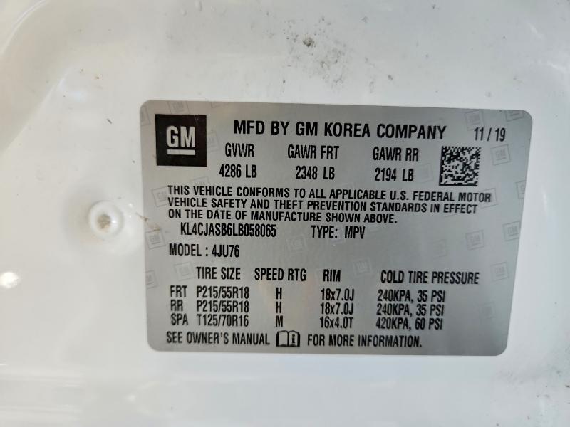 Продаж на аукціоні авто 2020 Buick Encore, vin: KL4CJASB6LB058065, номер лоту: 59094126