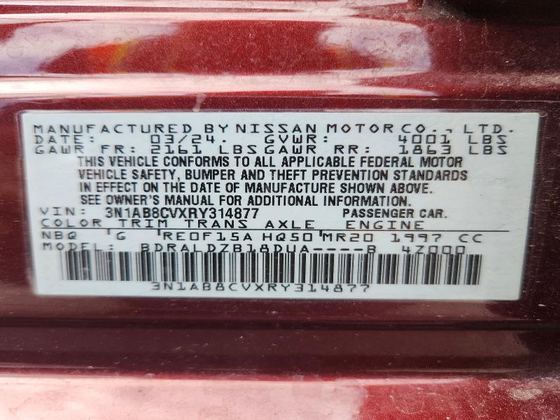 Aukcja sprzedaży 2024 Nissan Sentra, vin: 3N1AB8CVXRY314877, numer aukcji: 59803676
