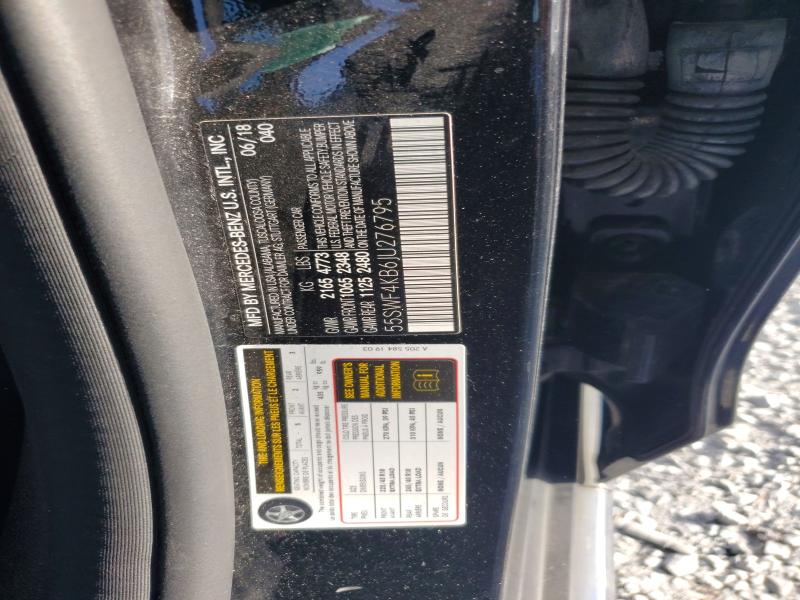 2018 Mercedes-benz C მანქანა იყიდება აუქციონზე, vin: 55SWF4KB6JU276795, აუქციონის ნომერი: 60527856