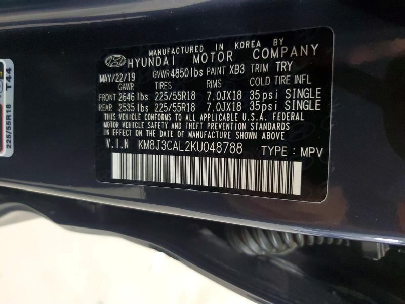 Продаж на аукціоні авто 2019 Hyundai Tucson, vin: KM8J3CAL2KU048788, номер лоту: 58996526
