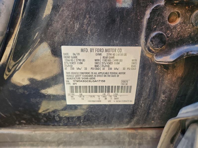 61481616 :رقم المزاد ، 1FM5K8GC6LGA17150 vin ، 2020 Ford Explorer مزاد بيع