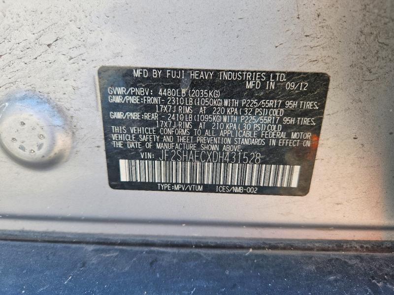 Aukcja sprzedaży 2013 Subaru Forester, vin: JF2SHAECXDH431528, numer aukcji: 62650996