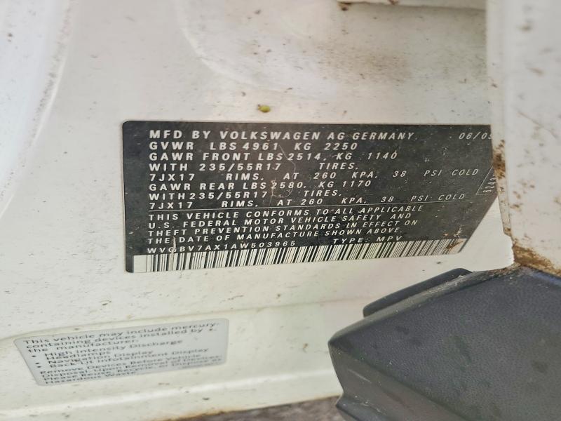 Продажа на аукционе авто 2010 Volkswagen Tiguan, vin: WVGBV7AX1AW503965, номер лота: 60822516
