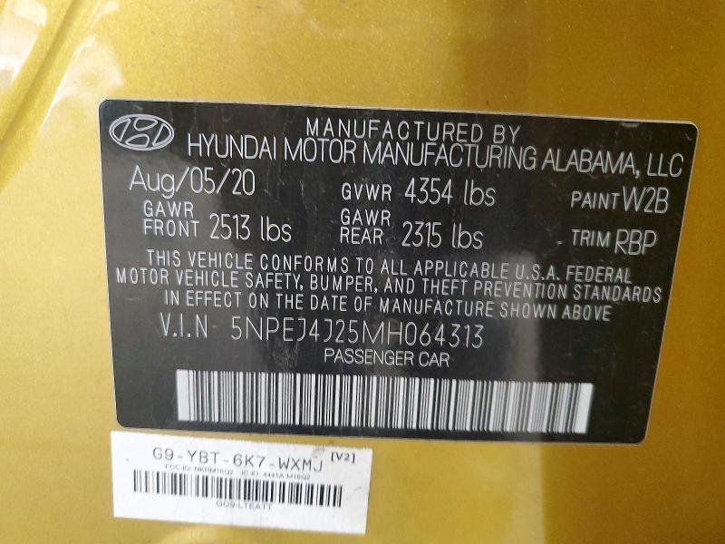 Aukcja sprzedaży 2021 Hyundai Sonata, vin: 5NPEJ4J25MH064313, numer aukcji: 60458836