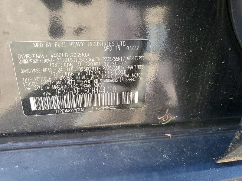 Aukcja sprzedaży 2012 Subaru Forester, vin: JF2SHAEC6CH444758, numer aukcji: 62198476
