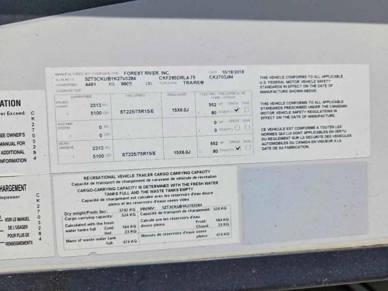 Продаж на аукціоні авто 2019 Forest River Arcticwolf, vin: 5ZT3CKUB1K2703284, номер лоту: 61434316