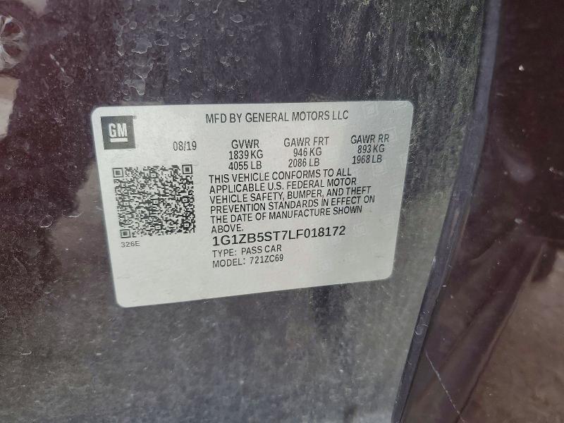 Продаж на аукціоні авто 2020 Chevrolet Malibu, vin: 1G1ZB5ST7LF018172, номер лоту: 62691136