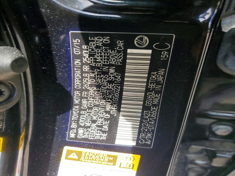 Aukcja sprzedaży 2016 Lexus Es, vin: JTHBK1GG6G2211647, numer aukcji: 63150066