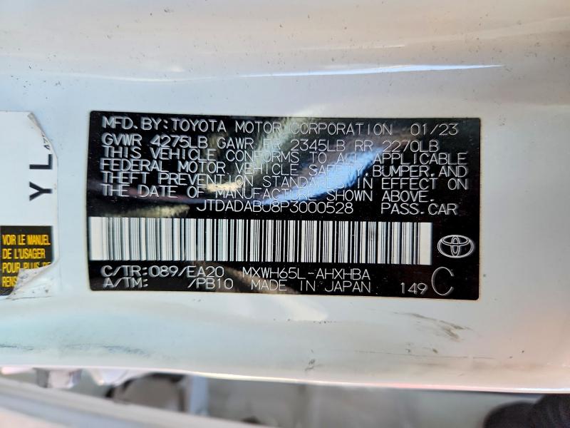2023 Toyota Prius მანქანა იყიდება აუქციონზე, vin: JTDADABU8P3000528, აუქციონის ნომერი: 59281296