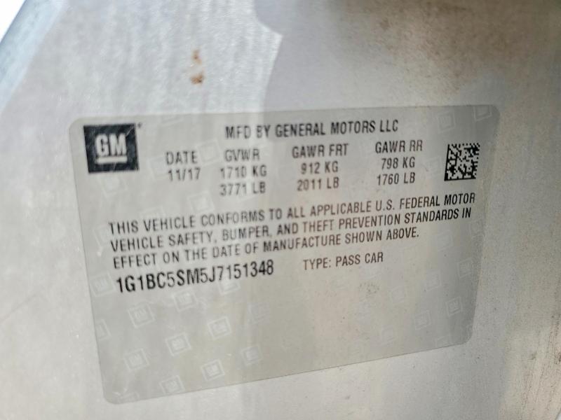 Продажа на аукционе авто 2018 Chevrolet Cruze, vin: 1G1BC5SM5J7151348, номер лота: 63235946