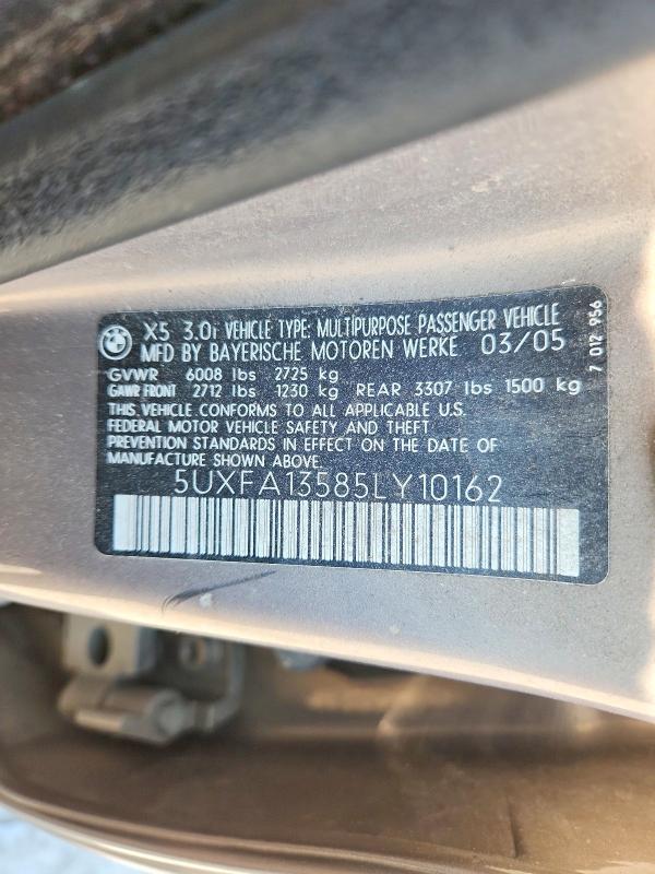 Auction sale of the 2005 Bmw X5, vin: 5UXFA13585LY10162, lot number: 62457376