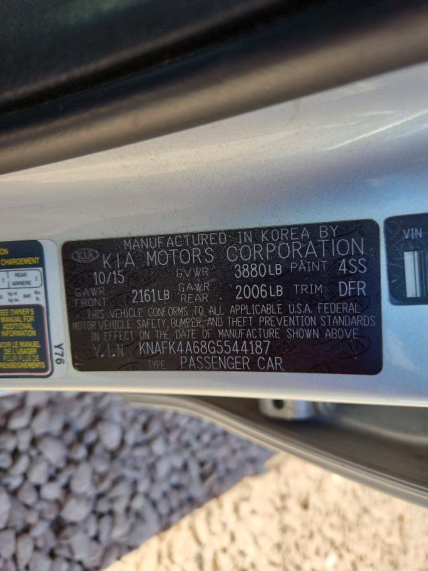 Aukcja sprzedaży 2016 Kia Forte, vin: KNAFK4A68G5544187, numer aukcji: 59286786