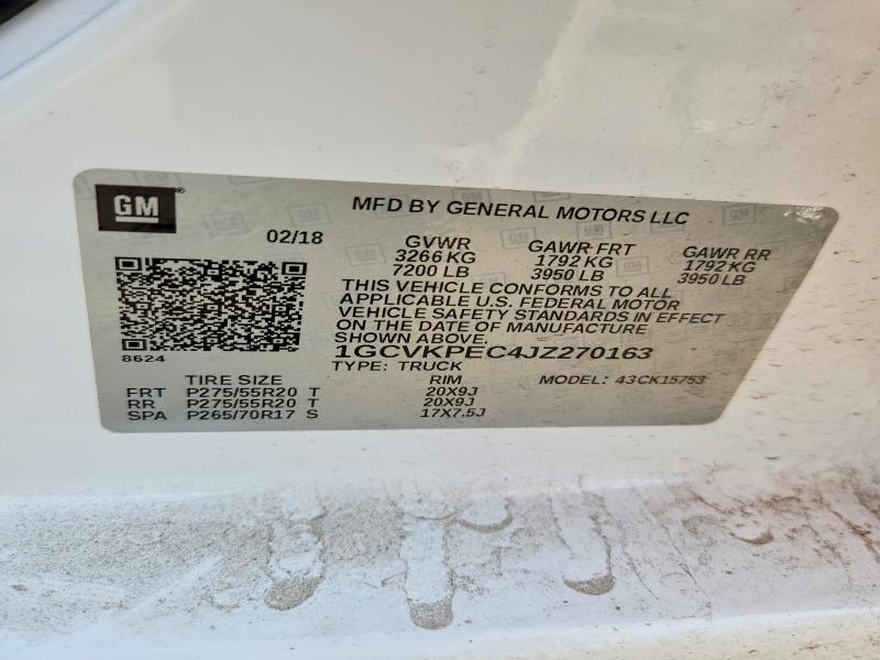 2018 Chevrolet Silverado მანქანა იყიდება აუქციონზე, vin: 1GCVKPEC4JZ270163, აუქციონის ნომერი: 60415256