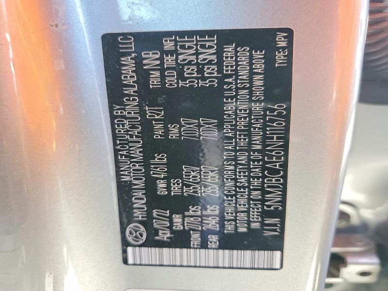 Продажа на аукционе авто 2022 Hyundai Tucson, vin: 5NMJBCAE6NH116756, номер лота: 62656956