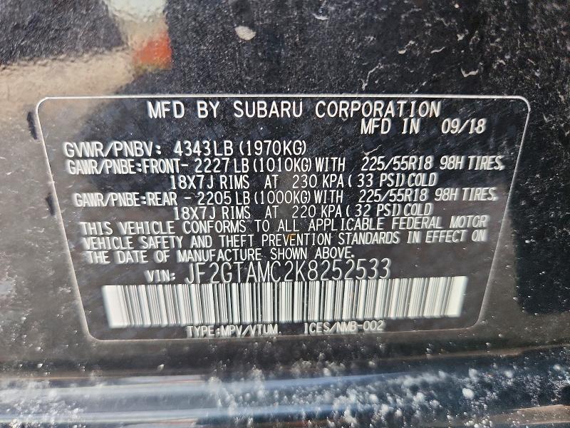 Aukcja sprzedaży 2019 Subaru Crosstrek, vin: JF2GTAMC2K8252533, numer aukcji: 61594386