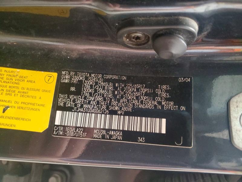 2004 Lexus Rx მანქანა იყიდება აუქციონზე, vin: JTJHA31U340062126, აუქციონის ნომერი: 58068866