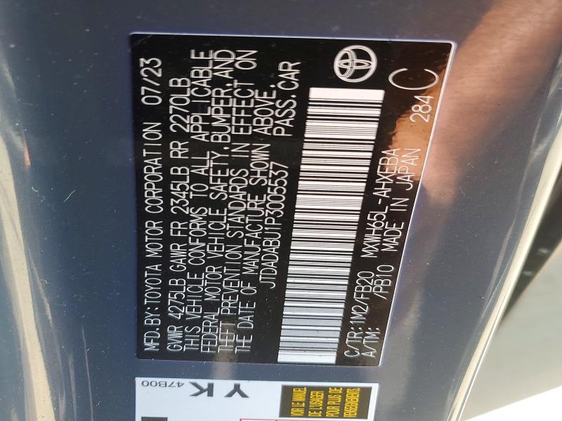 60661416 :رقم المزاد ، JTDADABU1P3005537 vin ، 2023 Toyota Prius مزاد بيع