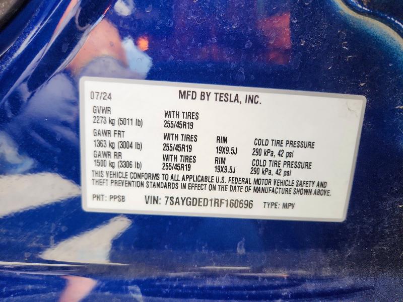 Продаж на аукціоні авто 2024 Tesla Model Y, vin: 7SAYGDED1RF160696, номер лоту: 61058676
