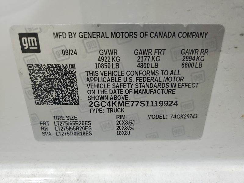 Продаж на аукціоні авто 2025 Chevrolet Silverado, vin: 2GC4KME77S1119924, номер лоту: 61067256