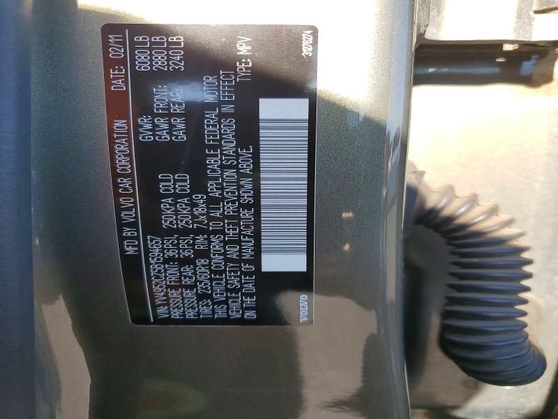 60512086 :رقم المزاد ، YV4952CZ5B1594657 vin ، 2011 Volvo Xc90 مزاد بيع
