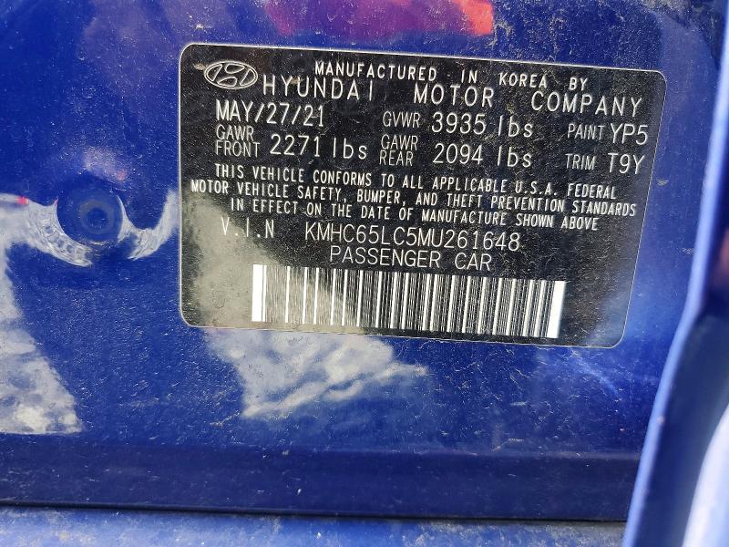Aukcja sprzedaży 2021 Hyundai Ioniq, vin: KMHC65LC5MU261648, numer aukcji: 61028756