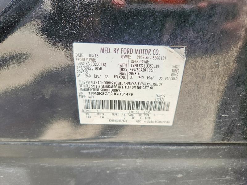 Продаж на аукціоні авто 2018 Ford Explorer, vin: 1FM5K8GT2JGB31479, номер лоту: 63254066