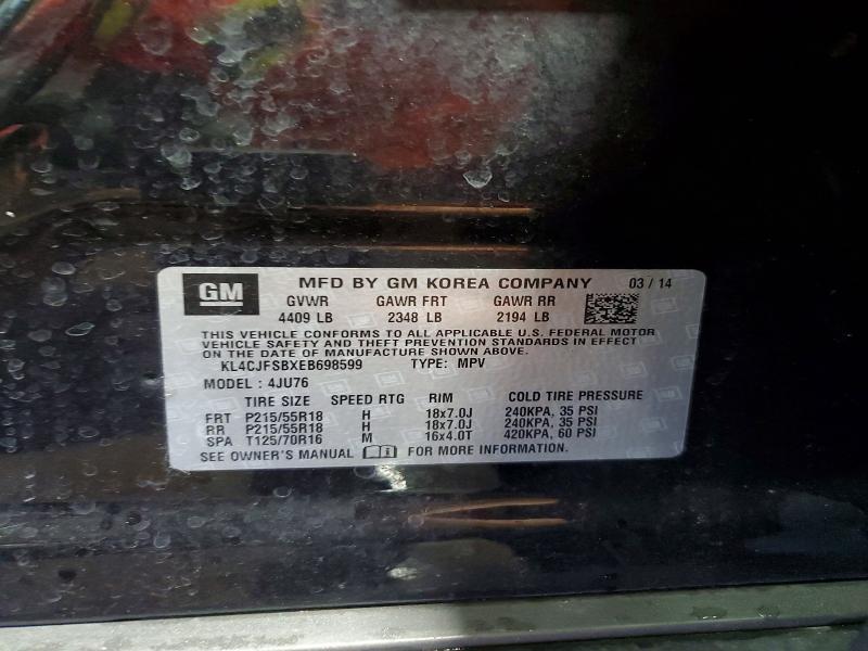 Aukcja sprzedaży 2014 Buick Encore, vin: KL4CJFSBXEB698599, numer aukcji: 60206926