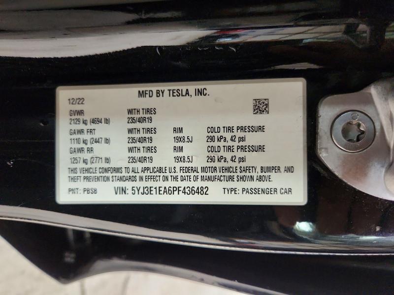 Продажа на аукционе авто 2023 Tesla Model 3, vin: 5YJ3E1EA6PF436482, номер лота: 60703786
