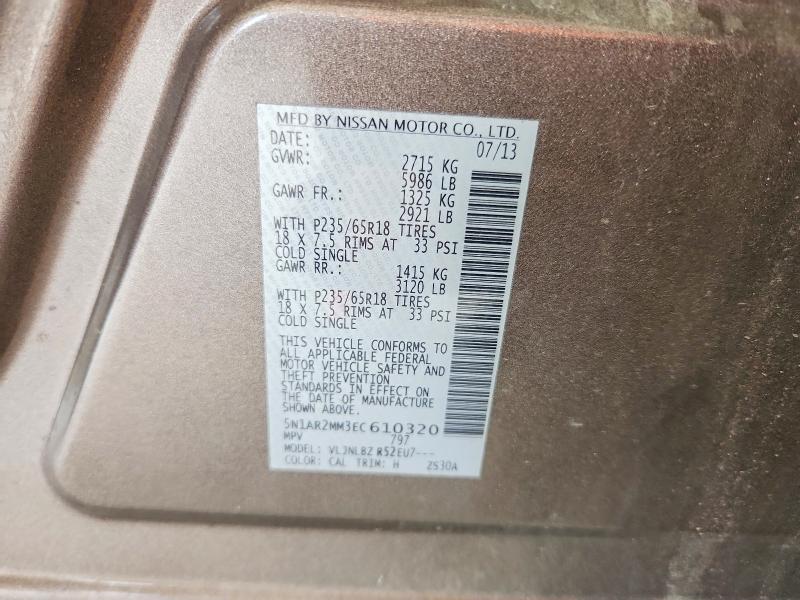 Aukcja sprzedaży 2014 Nissan Pathfinder, vin: 5N1AR2MM3EC610320, numer aukcji: 61245496