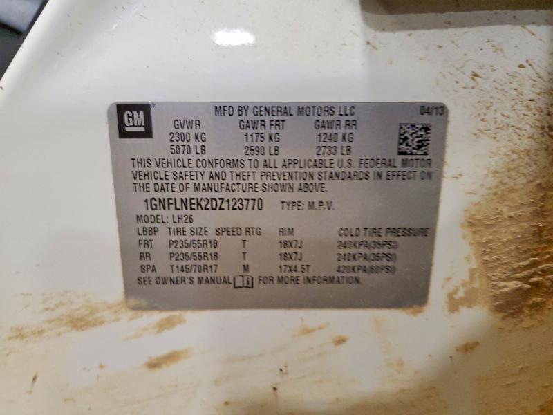 63542636 :رقم المزاد ، 1GNFLNEK2DZ123770 vin ، 2013 Chevrolet Equinox مزاد بيع
