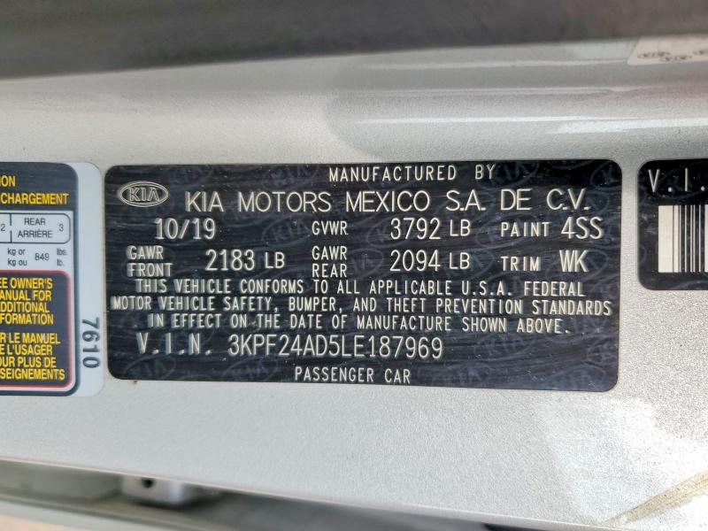 Aukcja sprzedaży 2020 Kia Forte, vin: 3KPF24AD5LE187969, numer aukcji: 59273656