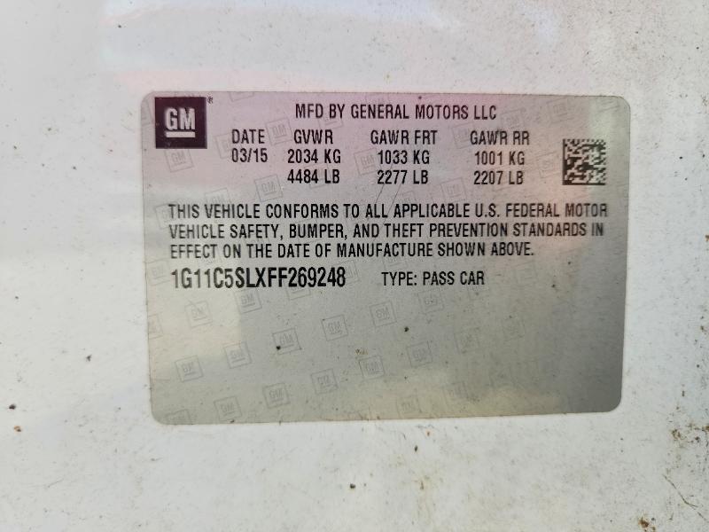 2015 Chevrolet Malibu მანქანა იყიდება აუქციონზე, vin: 1G11C5SLXFF269248, აუქციონის ნომერი: 62489646
