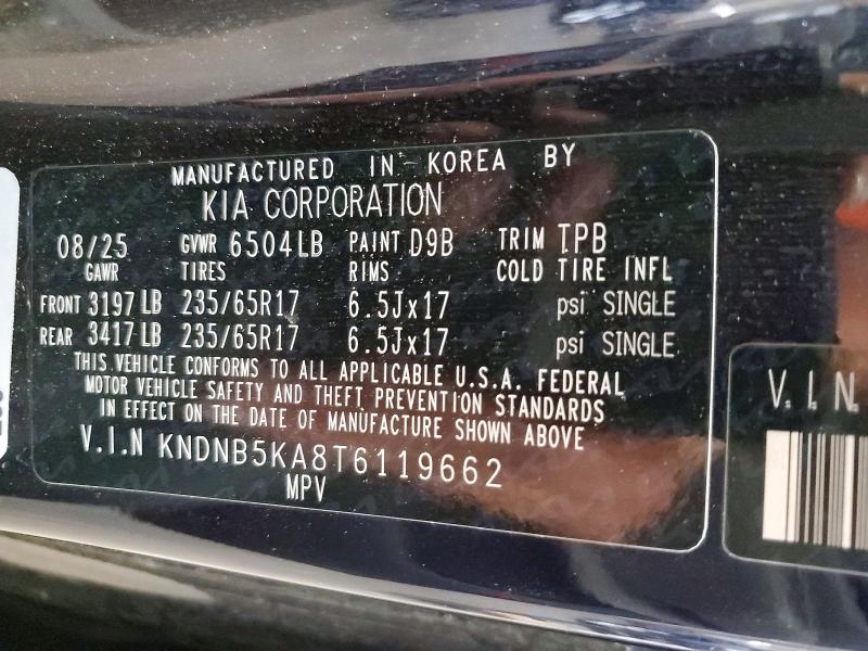 Aukcja sprzedaży 2026 Kia Carnival, vin: KNDNB5KA8T6119662, numer aukcji: 59678916