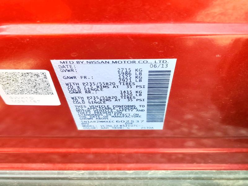 Продаж на аукціоні авто 2014 Nissan Pathfinder, vin: 5N1AR2MMXEC602537, номер лоту: 62686316
