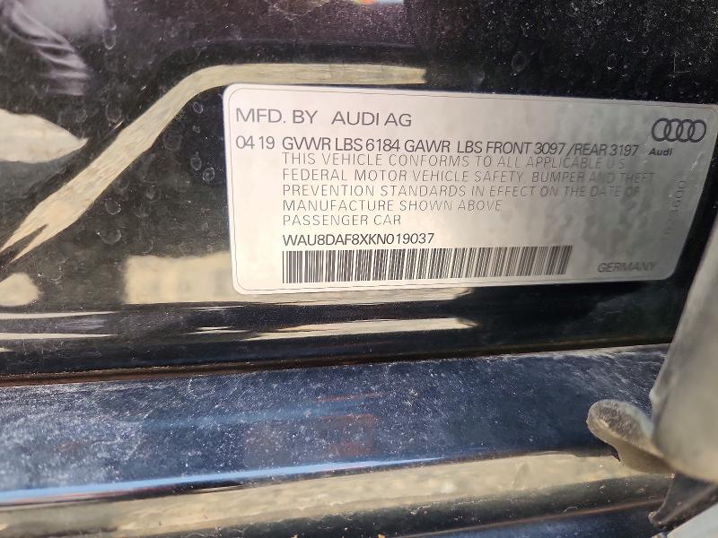 Aukcja sprzedaży 2019 Audi A8, vin: WAU8DAF8XKN019037, numer aukcji: 58861416