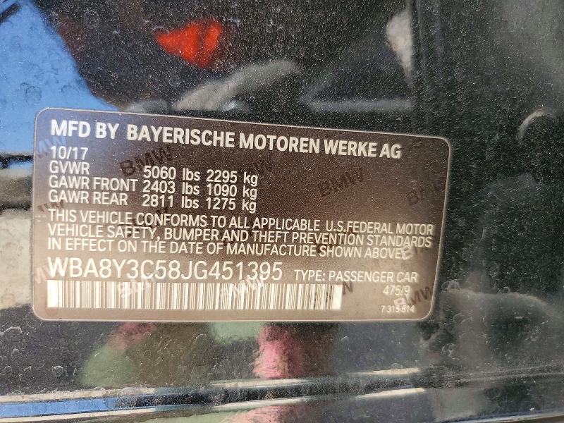 60577496 :رقم المزاد ، WBA8Y3C58JG451395 vin ، 2018 Bmw 340 مزاد بيع