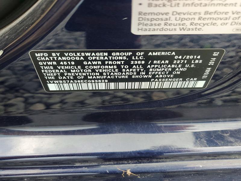 Aukcja sprzedaży 2014 Volkswagen Passat, vin: 1VWBS7A36EC093629, numer aukcji: 63029356