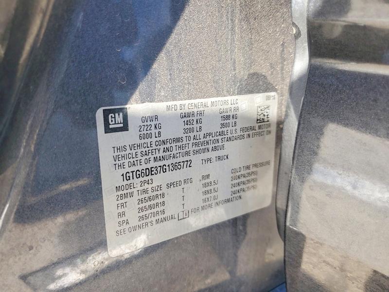 Aukcja sprzedaży 2016 Gmc Canyon, vin: 1GTG6DE37G1365772, numer aukcji: 61391006