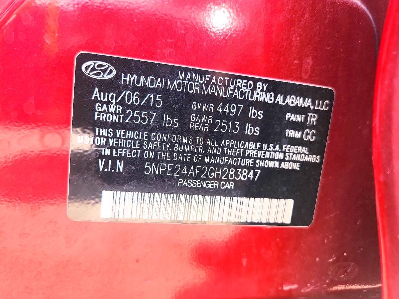 61440486 :رقم المزاد ، 5NPE24AF2GH283847 vin ، 2016 Hyundai Sonata مزاد بيع