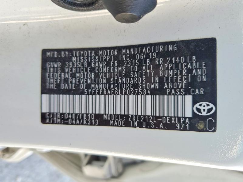 Aukcja sprzedaży 2020 Toyota Corolla, vin: 5YFEPRAE6LP027584, numer aukcji: 59982656