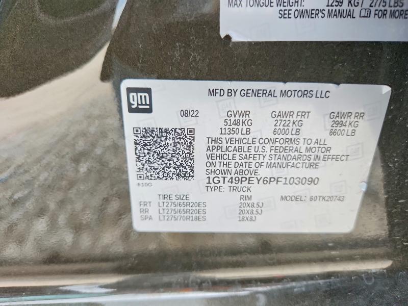 Aukcja sprzedaży 2023 Gmc Sierra, vin: 1GT49PEY6PF103090, numer aukcji: 60382746
