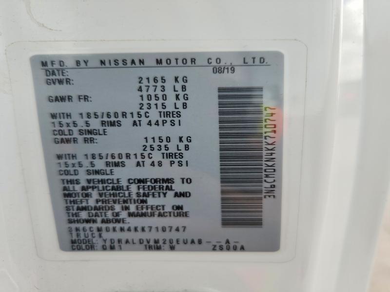 64870876 :رقم المزاد ، 3N6CM0KN4KK710747 vin ، 2019 Nissan Nv200 مزاد بيع