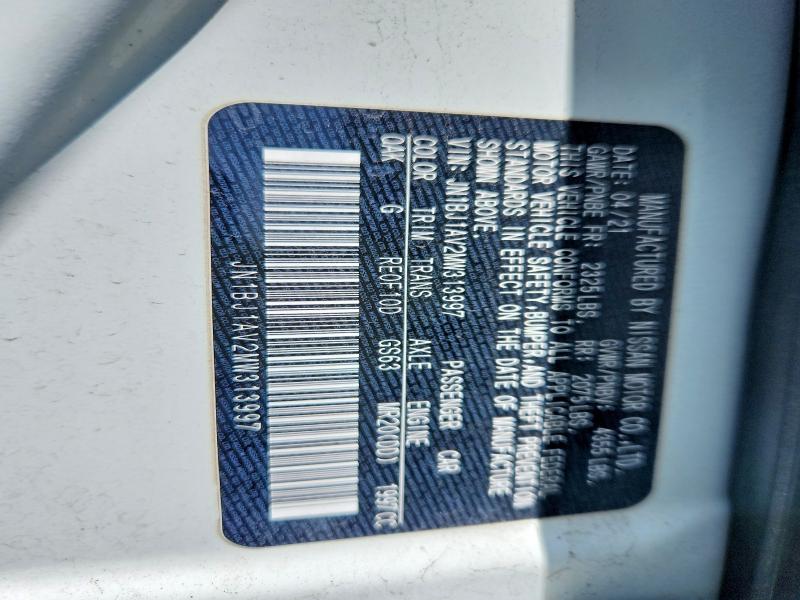 60595806 :رقم المزاد ، JN1BJ1AV2MW313997 vin ، 2021 Nissan Rogue Sport مزاد بيع